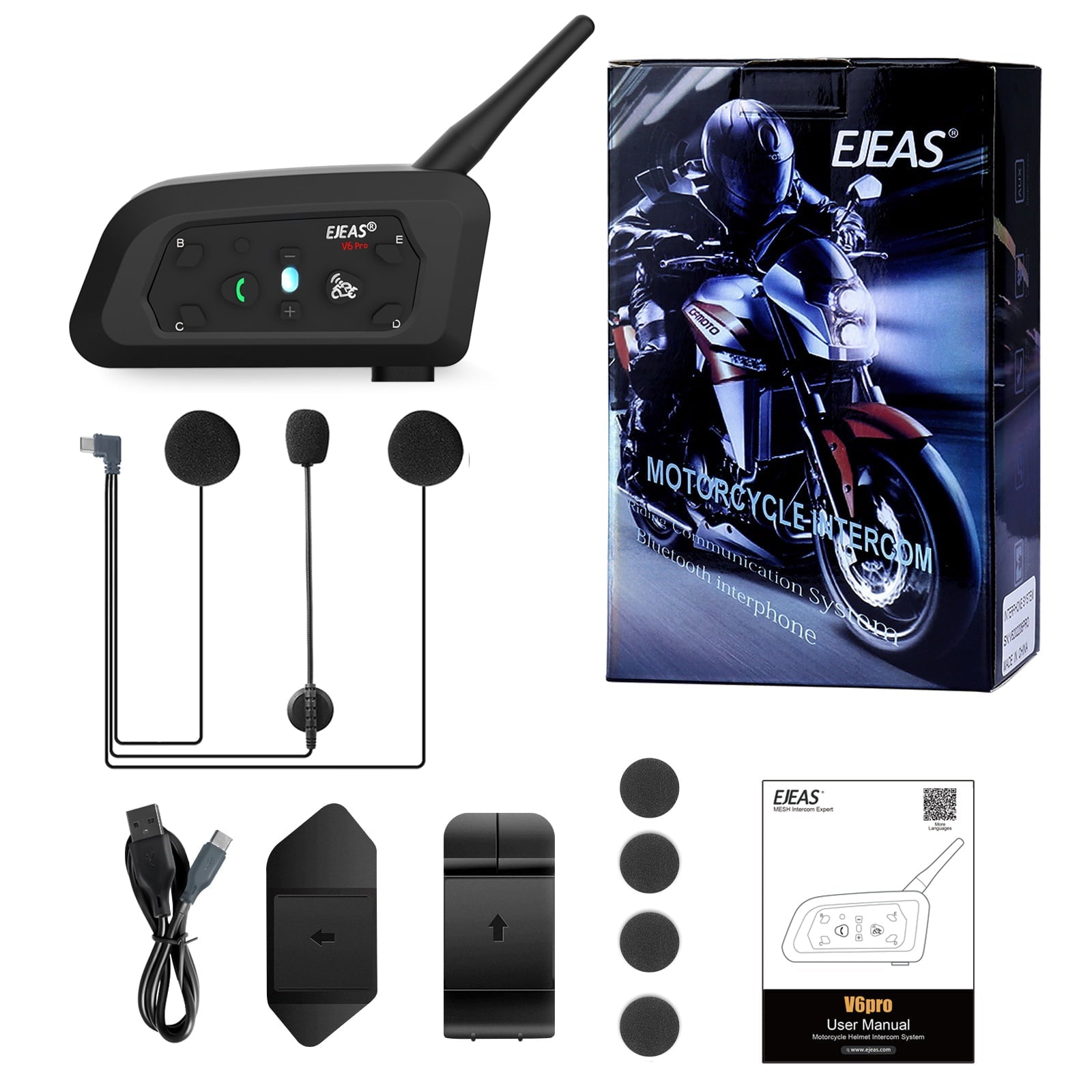 EJEAS V6 Pro Motorcycle Bluetooth Helmet Intercom – HillVerge