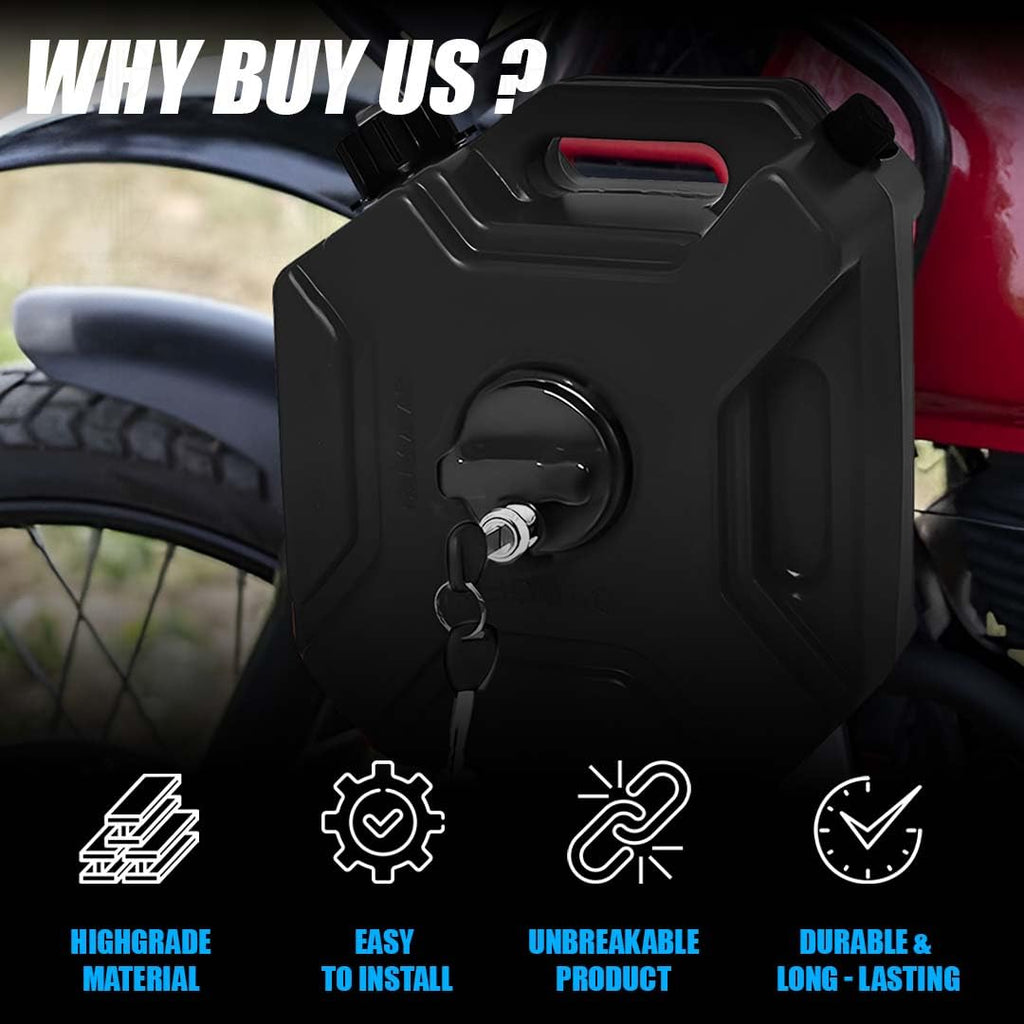 MOTO GENIUS Universal 5 Liter Fuel Jerry Can With Clamp and Cap For Motorcycle - HillVerge