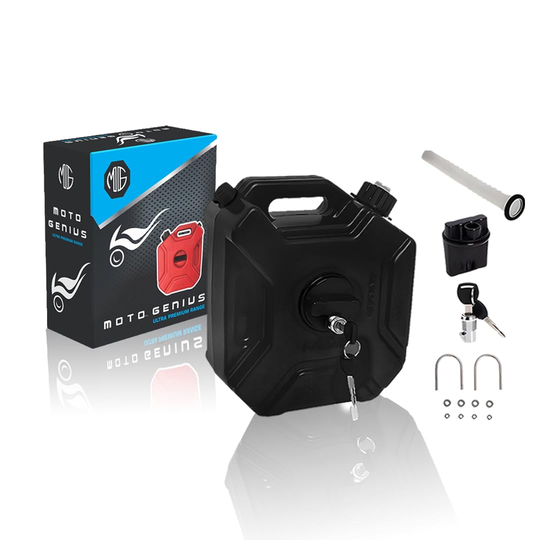 MOTO GENIUS Universal 5 Liter Fuel Jerry Can With Clamp and Cap For Motorcycle - HillVerge
