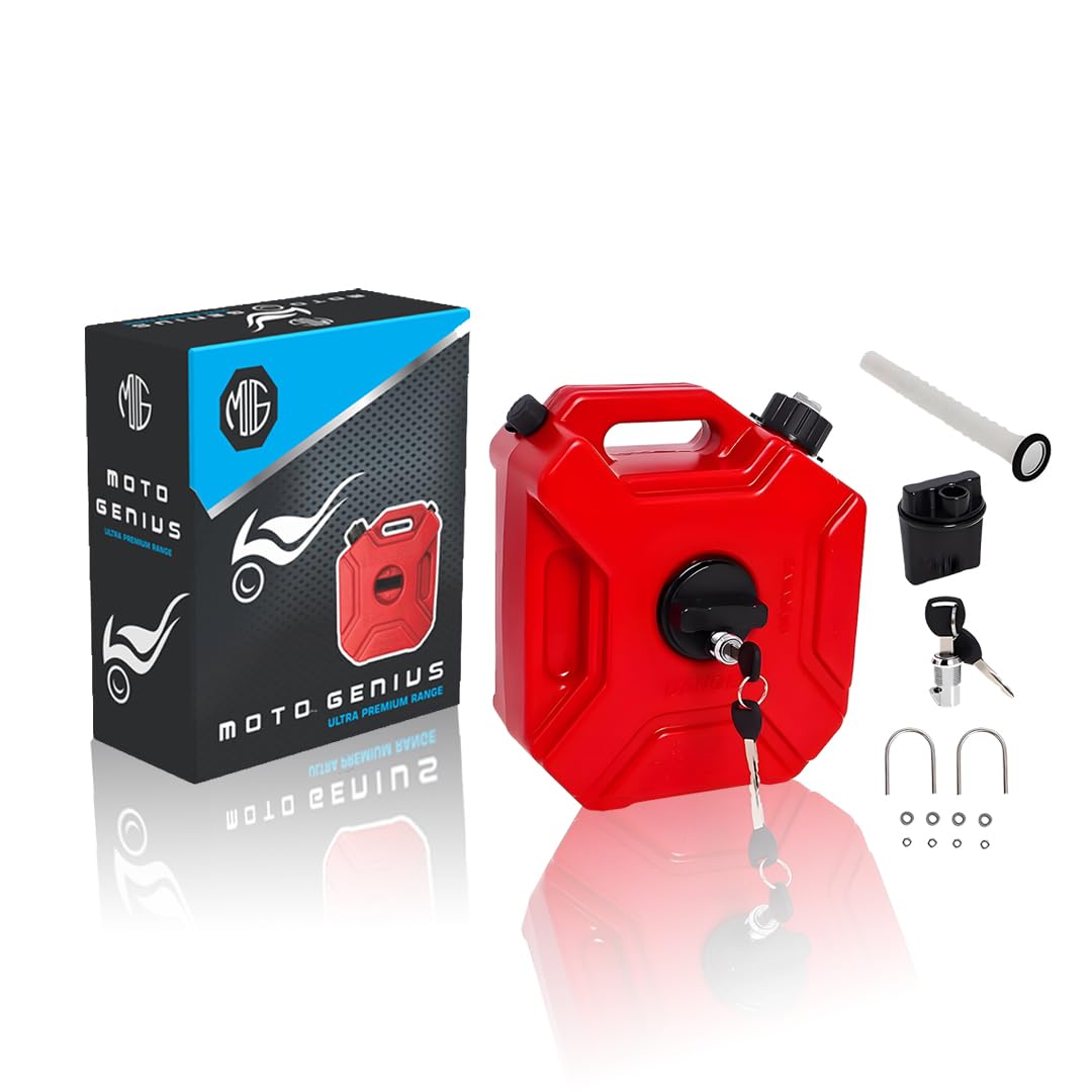MOTO GENIUS Universal 5 Liter Fuel Jerry Can With Clamp and Cap For Motorcycle - HillVerge