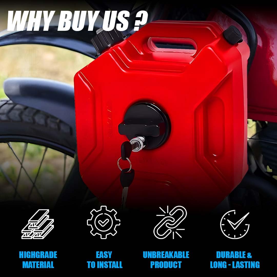 MOTO GENIUS Universal 5 Liter Fuel Jerry Can With Clamp and Cap For Motorcycle - HillVerge