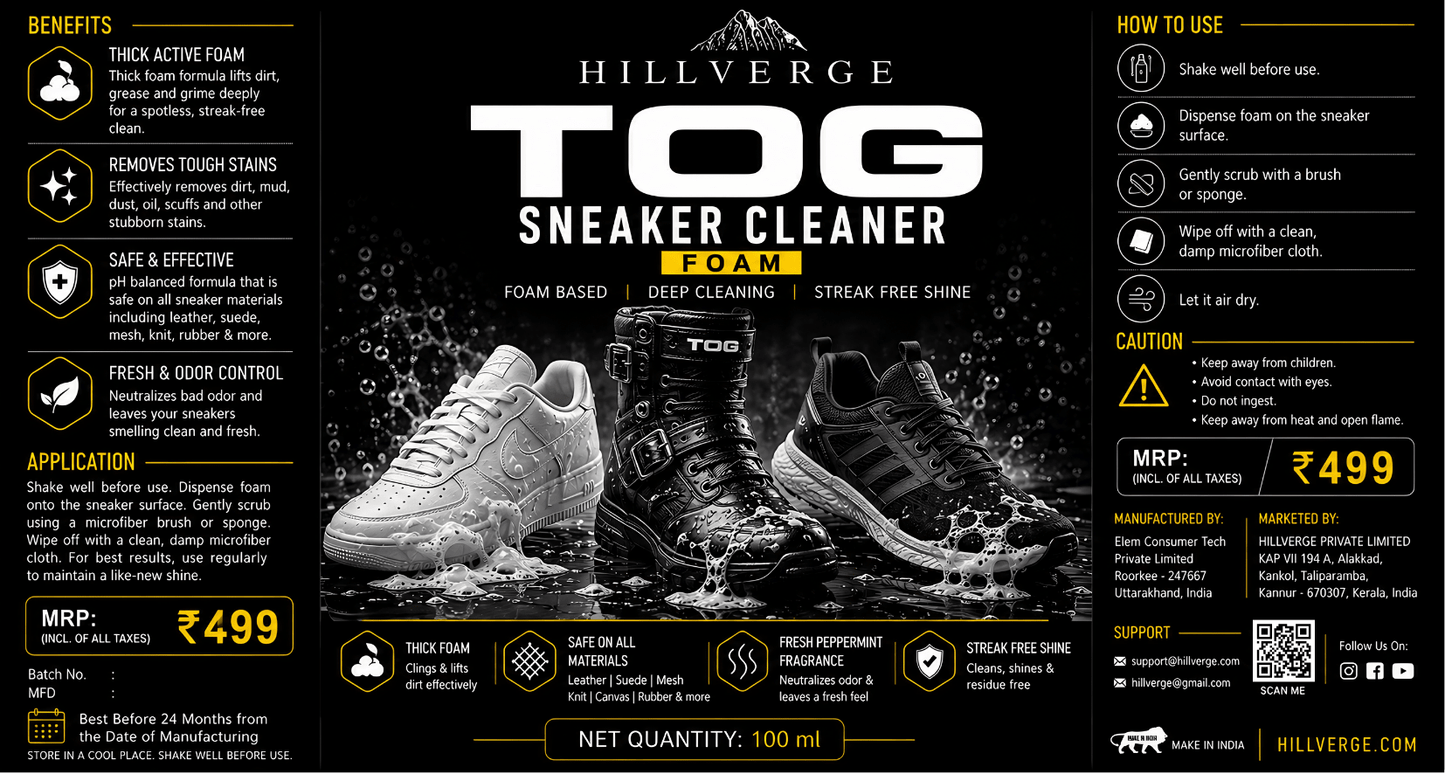 TOG Premium All - Type Sneaker Cleaner Foam - HillVerge