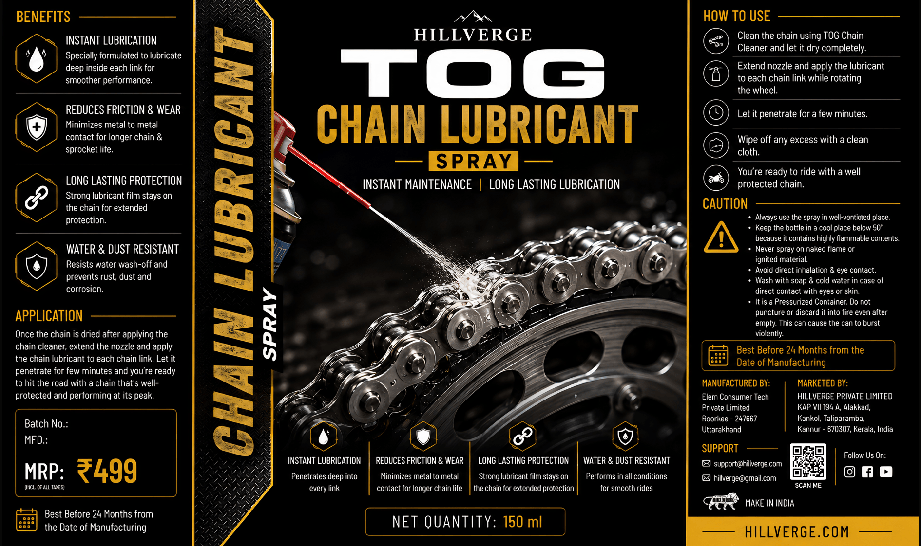 TOG Premium Chain Lubricant Spray - HillVerge