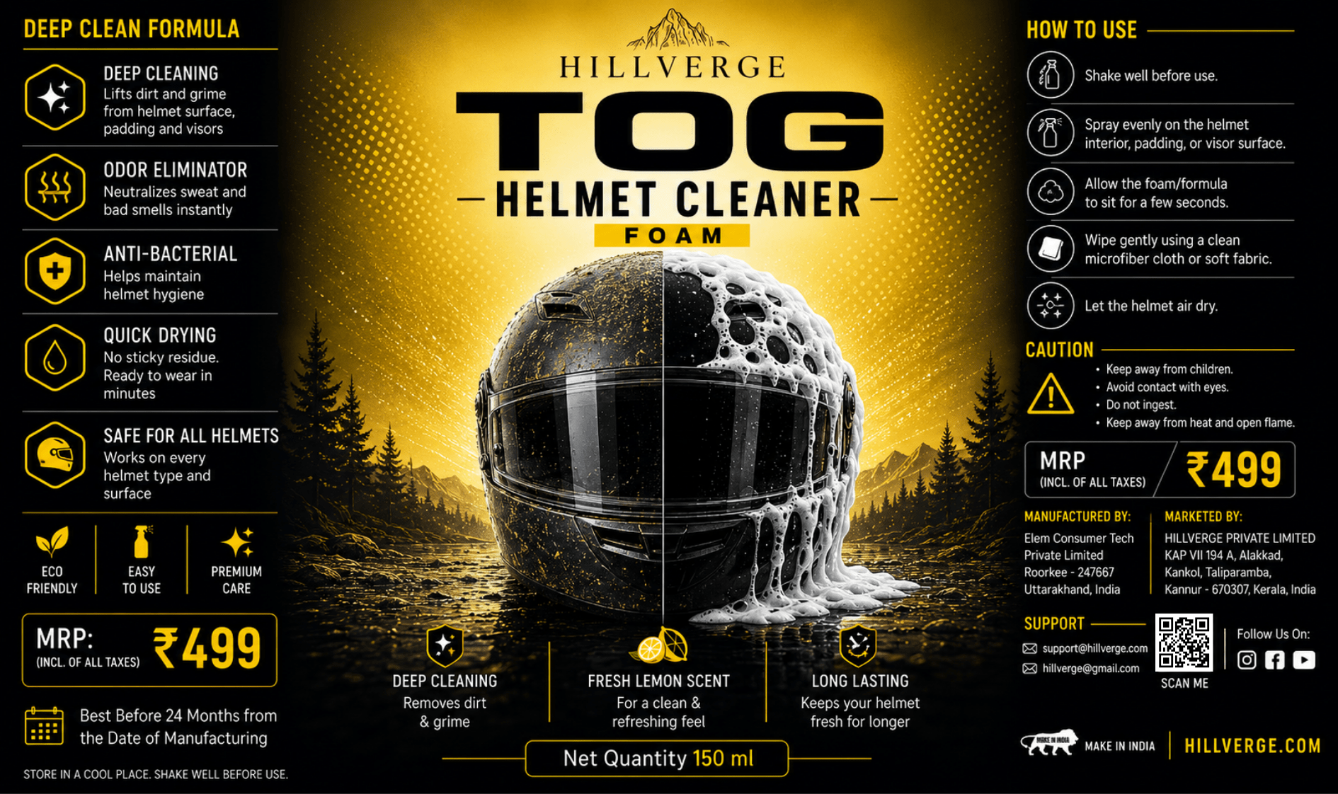 TOG Premium Helmet Cleaner Foam - HillVerge